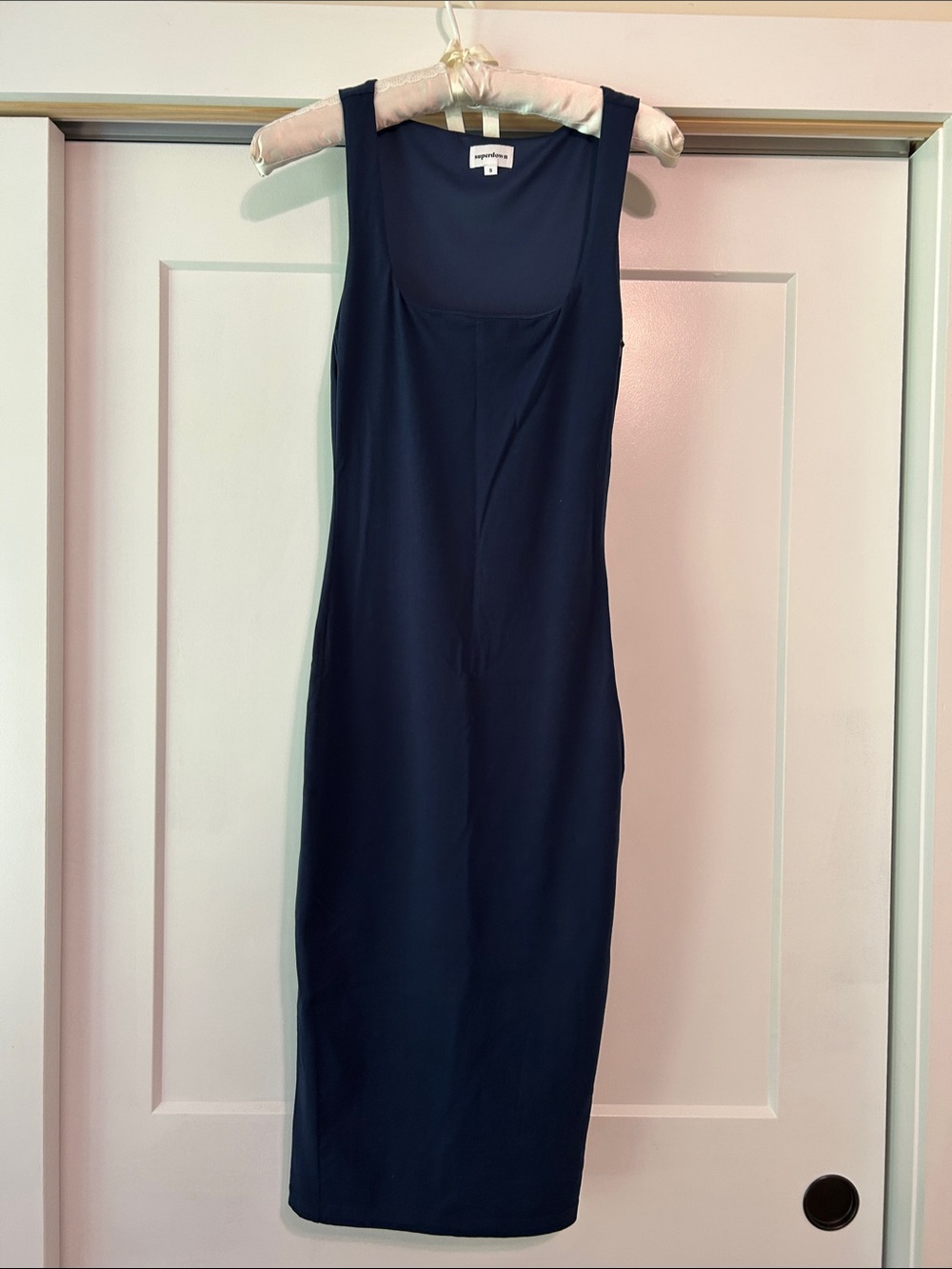 superdown Navy Square-Neck Midi Dress